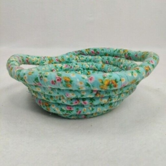 Lot Of 6 Vintage Handmade Fabric Rope Baskets Quilt Remnant Patterns‎ BOJO - Picture 8 of 16
